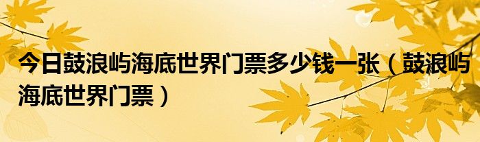 今日鼓浪屿海底世界门票多少钱一张（鼓浪屿海底世界门票）
