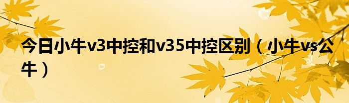 今日小牛v3中控和v35中控区别（小牛vs公牛）