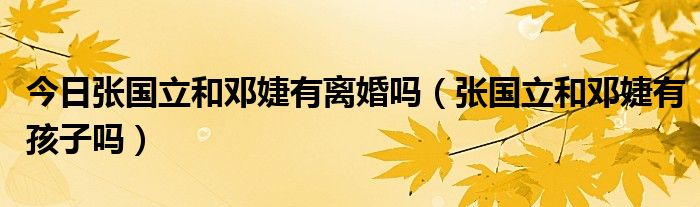 今日张国立和邓婕有离婚吗（张国立和邓婕有孩子吗）