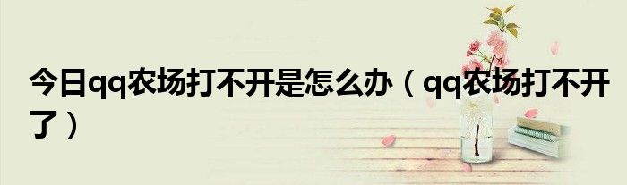 今日qq农场打不开是怎么办（qq农场打不开了）