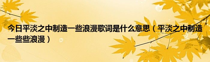 今日平淡之中制造一些浪漫歌词是什么意思（平淡之中制造一些些浪漫）