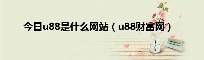 今日u88是什么网站（u88财富网）