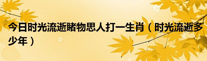 今日时光流逝睹物思人打一生肖（时光流逝多少年）