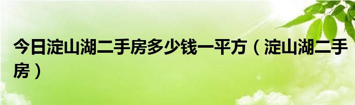 今日淀山湖二手房多少钱一平方（淀山湖二手房）
