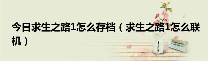 今日求生之路1怎么存档（求生之路1怎么联机）