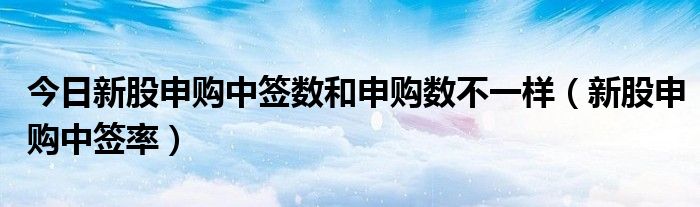 今日新股申购中签数和申购数不一样（新股申购中签率）