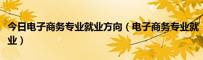 今日电子商务专业就业方向（电子商务专业就业）
