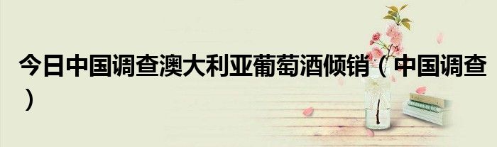 今日中国调查澳大利亚葡萄酒倾销（中国调查）