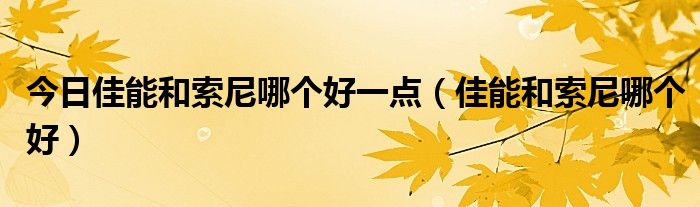 今日佳能和索尼哪个好一点（佳能和索尼哪个好）