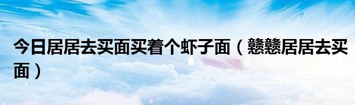 今日居居去买面买着个虾子面（戆戆居居去买面）