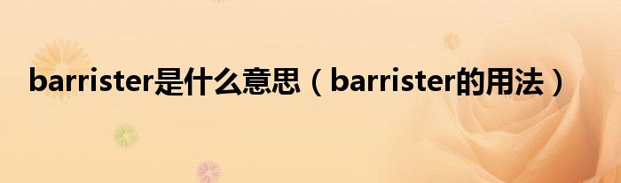 barrister是什么意思（barrister的用法）