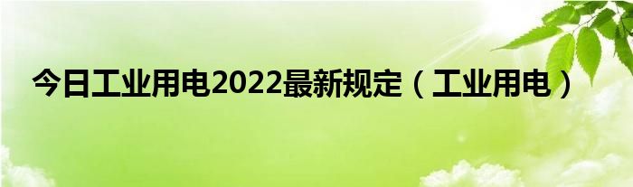 今日工业用电2022最新规定（工业用电）