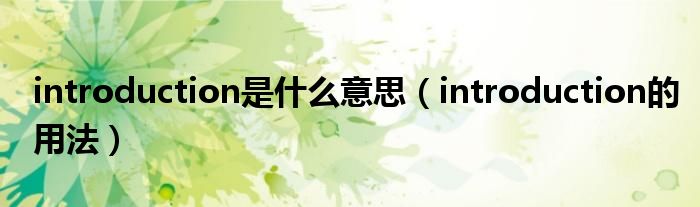 迷人的introduce什么意思的视图