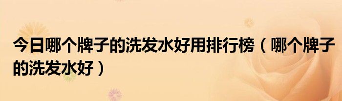今日哪个牌子的洗发水好用排行榜（哪个牌子的洗发水好）