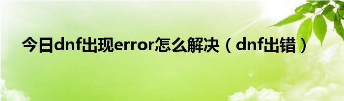 今日dnf出现error怎么解决（dnf出错）