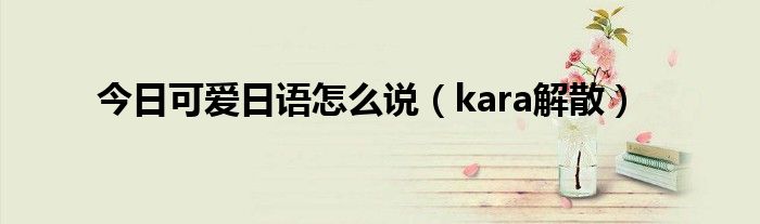 今日可爱日语怎么说（kara解散）