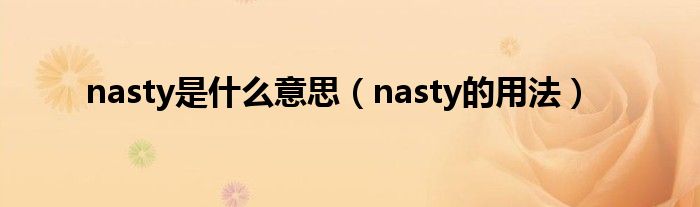 nasty是什么意思（nasty的用法）