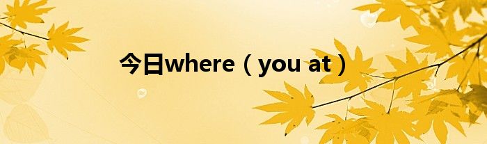 今日where（you at）