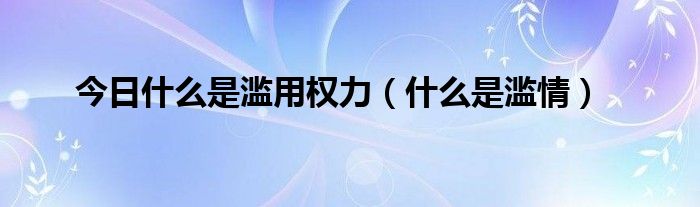 今日什么是滥用权力（什么是滥情）