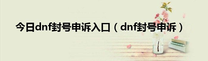 今日dnf封号申诉入口（dnf封号申诉）
