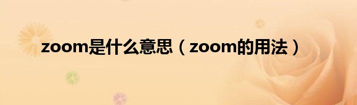 zoom是什么意思（zoom的用法）