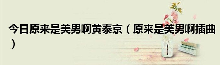 今日原来是美男啊黄泰京（原来是美男啊插曲）