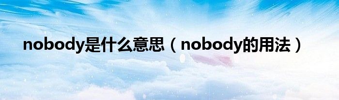 nobody是什么意思（nobody的用法）