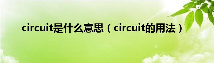 circuit是什么意思（circuit的用法）
