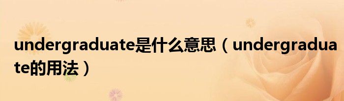 undergraduate是什么意思（undergraduate的用法）