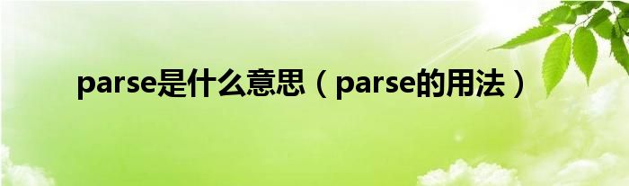 parse是什么意思（parse的用法）