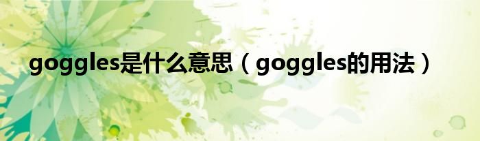 goggles是什么意思（goggles的用法）