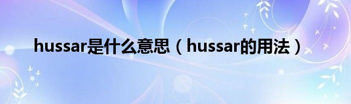 hussar是什么意思（hussar的用法）
