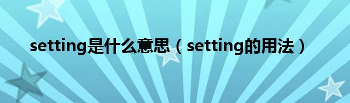 setting是什么意思（setting的用法）