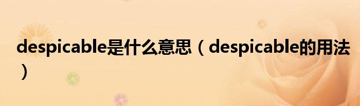 despicable是什么意思（despicable的用法）