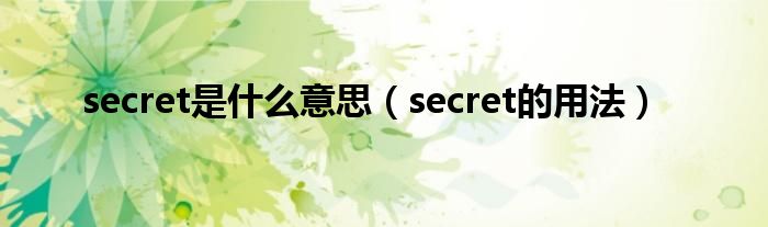 secret是什么意思（secret的用法）