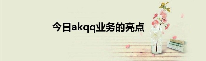 今日akqq业务的亮点