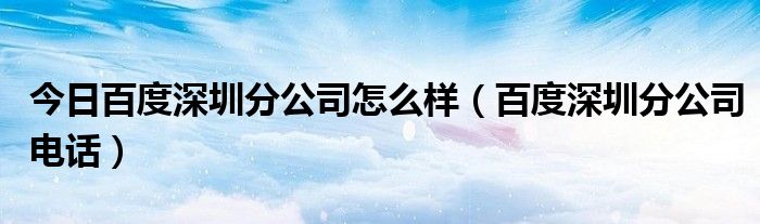 今日百度深圳分公司怎么样（百度深圳分公司电话）