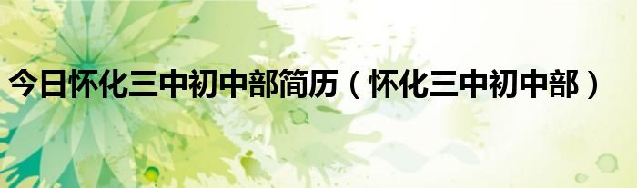 今日怀化三中初中部简历（怀化三中初中部）