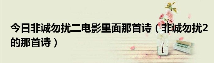 今日非诚勿扰二电影里面那首诗（非诚勿扰2的那首诗）