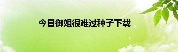 今日御姐很难过种子下载