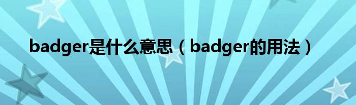 badger是什么意思（badger的用法）