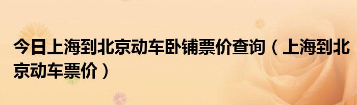 今日上海到北京动车卧铺票价查询（上海到北京动车票价）