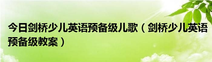 今日剑桥少儿英语预备级儿歌（剑桥少儿英语预备级教案）