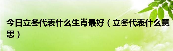 今日立冬代表什么生肖最好（立冬代表什么意思）