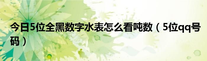 今日5位全黑数字水表怎么看吨数（5位qq号码）