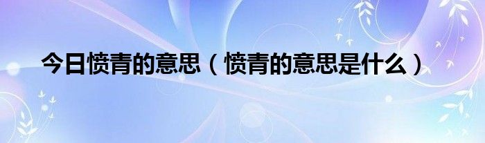 今日愤青的意思（愤青的意思是什么）