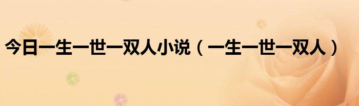 今日一生一世一双人小说（一生一世一双人）