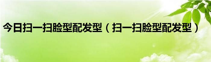今日扫一扫脸型配发型（扫一扫脸型配发型）