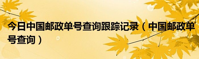 今日中国邮政单号查询跟踪记录（中国邮政单号查询）