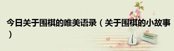 今日关于围棋的唯美语录（关于围棋的小故事）